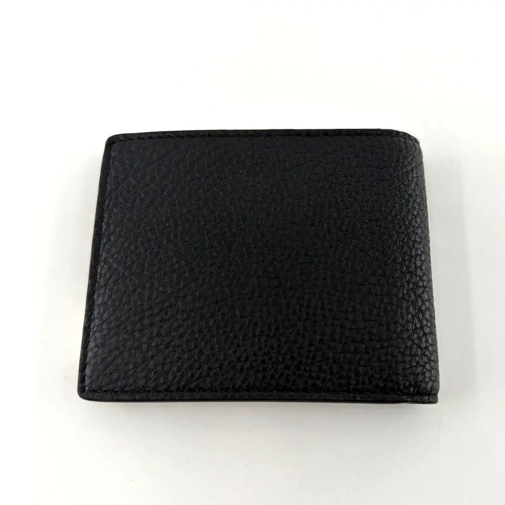 Burberry Men's Black Hipfold Granny Leatherv B-cut Bi-fold Wallet One Size